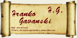 Hranko Gavanski vizit kartica